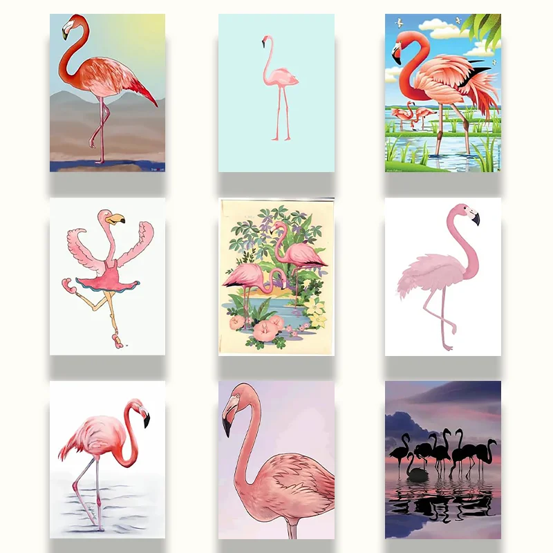 Full Drill Round Diamond Painting Flamingo Animal Embroidery Mosaic Paintings Birds Pictures Lover Gift Wall Art | Дом и сад