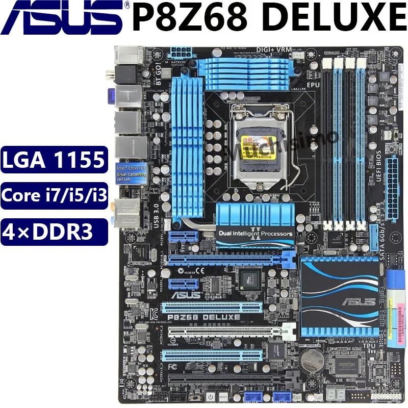ASUS P8Z68 DELUXE 100% Original motherboard LGA 1155 Core i7 i5 i3 DDR3 32GB USB3.0 USB2.0 Z68 Desktop Computer Mainboard Used