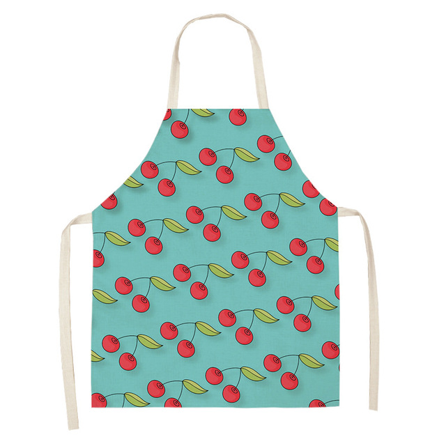 Fruit Pattern Linen Hand Wipe Sleeveless Waist Apron Home Decor Kitchen Baking Cleaning Tool Anti-stain Dining Workwear