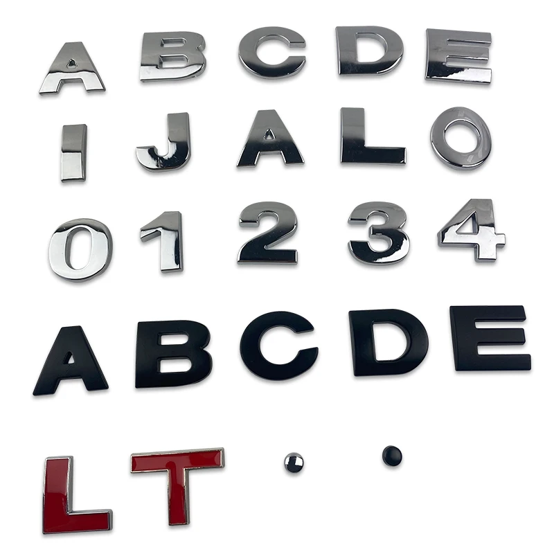 25mm 3d Metal Letters Badge Emblem Alphabet Number Car Sticker