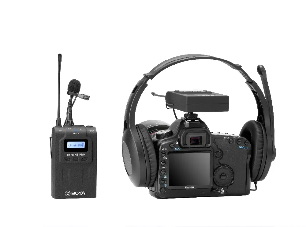 BOYA BY-WM8 Pro-K1 UHF двухканальная Lavalier Беспроводная микрофонная система с ЖК-экраном для Canon Nikon DSLR камеры видеокамеры