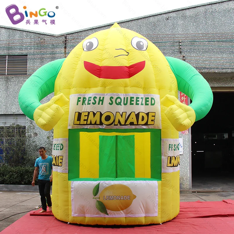 Customized 3.8x4.5mH Inflatable Lemonade Booth Kiosk / 12.5x15 Feet Lemon Stand Balloon For Events Promotion Advertising 2