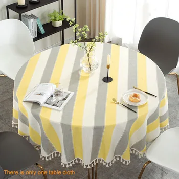 

Hotel With Tassels Nordic Style Protective Cover Home Decoration Dustproof Washable Dinner Table Round Tablecloth Birthday Party