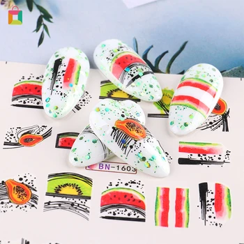 

BeautyBigBang 1 Sheet Water Transfer Nail Sticker DIY Colorful Fruit Mixed Nail Art Decoration Decals