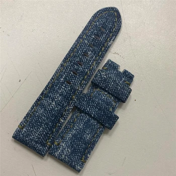 

Wristwatch Genuine Leather Watch Strap Canvas Watchband 24*22MM for 22mm Buckle & 24mm Spring Bar Watch Accessories
