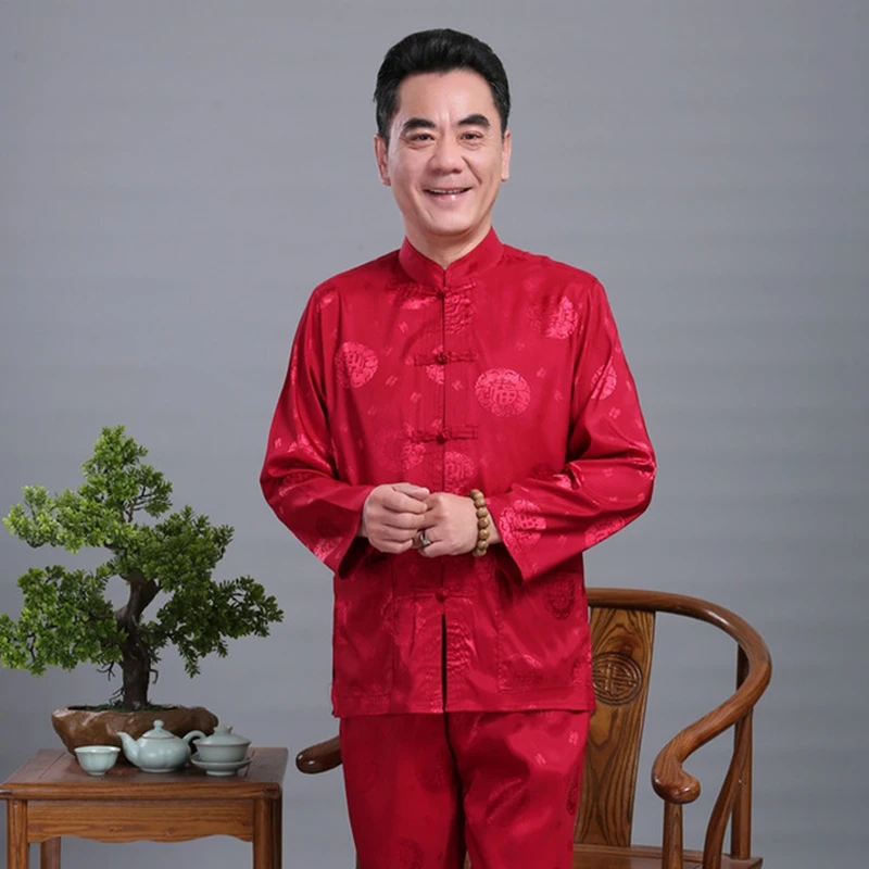 Мужской Атласный Костюм кунг-фу, китайский дизайн, Wu Shu, Униформа, Tai Chi, одежда, рубашка с длинными рукавами+ длинные штаны, комплекты, большие размеры, M, L, XXL, 3XL, 4XL