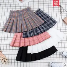 Клетчатая плиссированная юбка без штанов, высокая талия без подкладки, юбка средней длины без безопасных штанов, Сексуальная мини-юбка