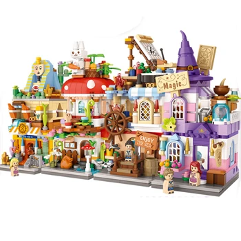 

New Loz Mini Block City View Scene Coffee Shop Retail Store World Architectures Model & Building Christmas Toy for Children 1649