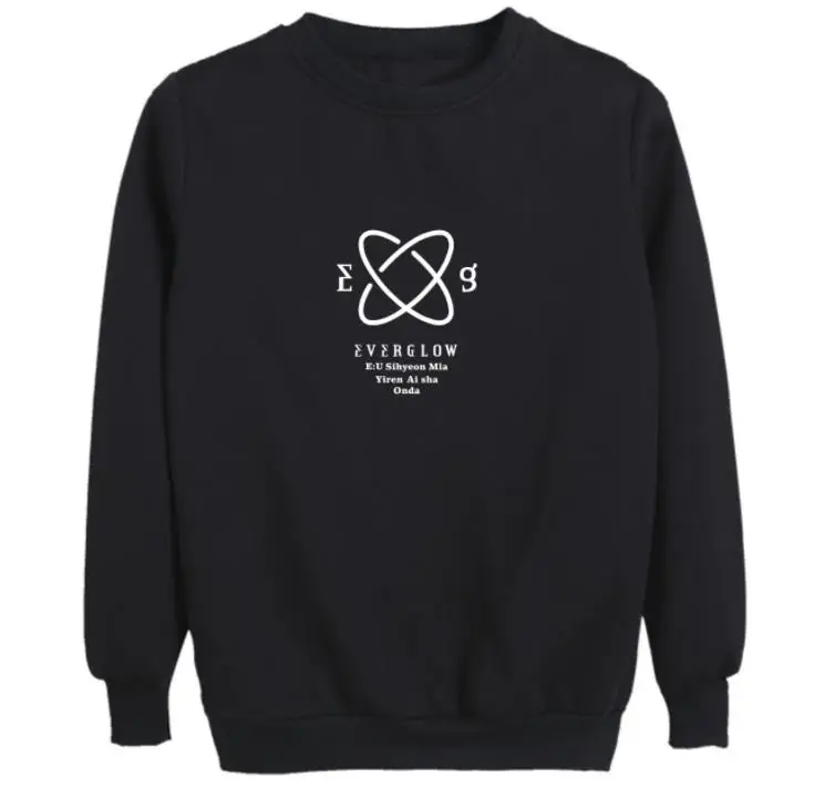 

Kpop everglow hush 5 album same all member name printing hoodies unisex fleece o neck pullover sweatshirt 5 colors