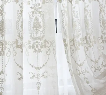 

European Voile Sheer Curtains for Window Bedroom Lace Curtains Fabrics Drapes Embroidered White Tulle Curtains for Living Room