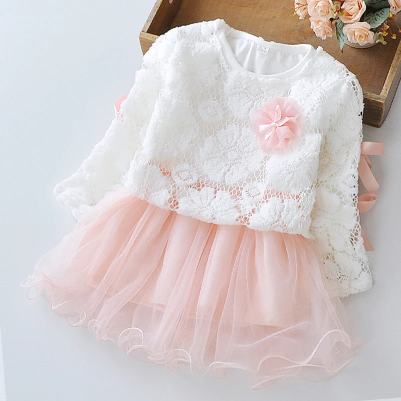 Новинка; платье принцессы с длинными рукавами для маленьких девочек; детская одежда; детское платье+ рюкзак с подсолнухами; одежда для малышей - Цвет: pink D