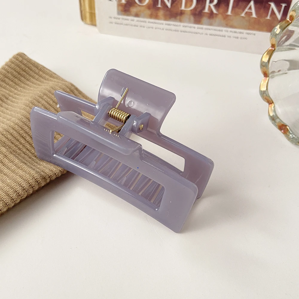Jewelry Accessories Hair Accessory Hair Clip Hair Headdress Candy Color Rectangle Hollow Claw Hairpin Headdress Female Acrylic Geometric Solid Color Large Hairpin Hair Accessories