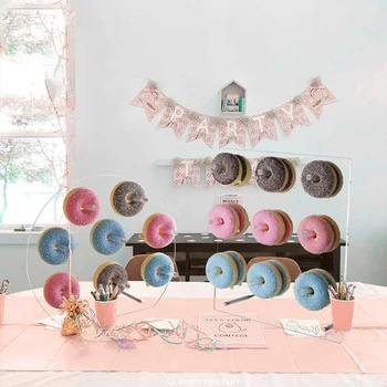 

Acrylic Donuts Display Rack For Wedding Party Birthday Rack Table Top Clear Home Reusable Stable Onion Ring Baby Shower Display