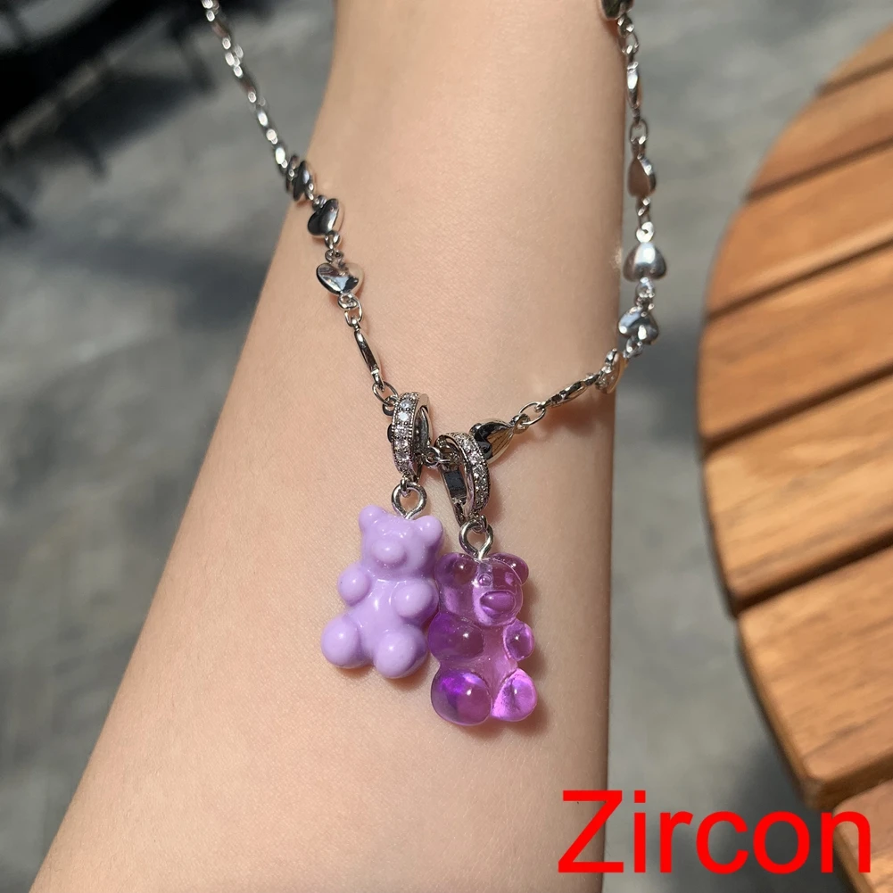 2021 Candy Color Gummy Bear Resin Pendant Necklace for Women Simple Golden Metal Chain Necklace Female Fashion Jewelry Gifts