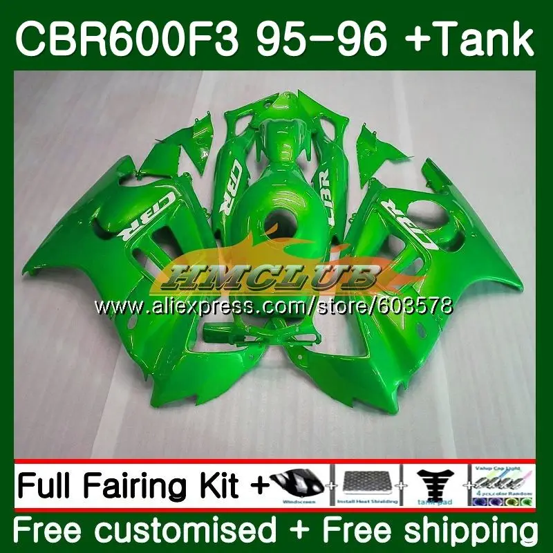 Корпус для HONDA CBR600RR CBR 600F3 FS CBR 600 F3 1995 1996 67CL. 59 зеленый Глянец 600CC CBR600FS CBR600F3 CBR600 F3 95 96 обтекатели