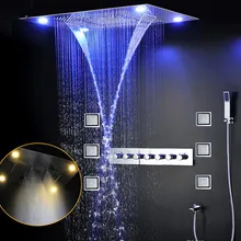 Набор для душа 6 функций Ванна система Большой Водопад двойной дождь Мисти Скрытая потолочная душевая панель набор массажный Термостатический
