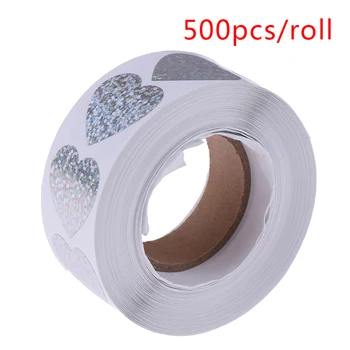 

500 Pcs Laser Hart Briefpapier Stickers 1 ''Ronde Papieren Stickers Scrapbooking Party Handgemaakte Seal Label Stickers