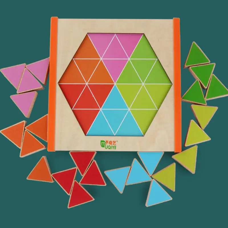 Children Table Game Wooden Hexagonal Jigsaw Early Education Teaching Aids Puzzle