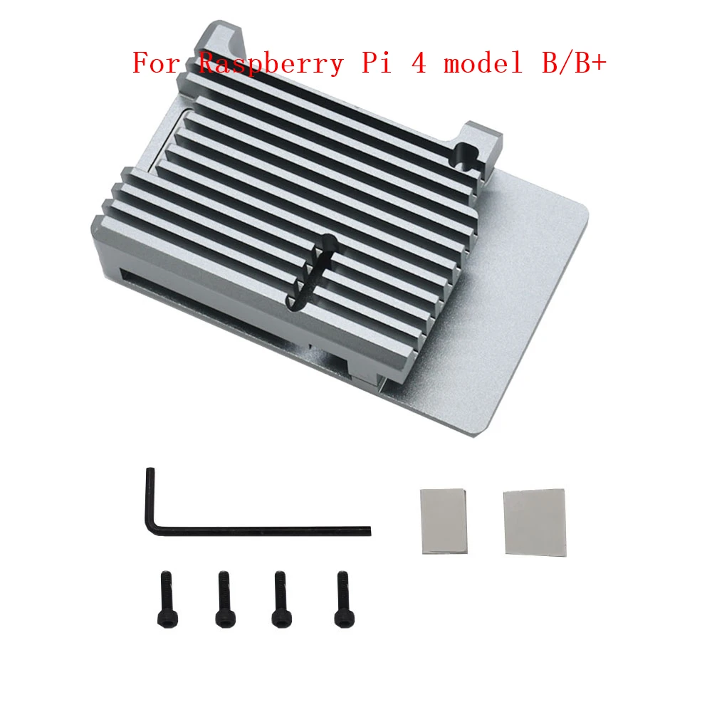 CNC корпус из алюминиевого сплава для Raspberry Pi 3 4 Модель B/B+ с двойным охлаждающим вентилятором радиатор - Цвет: Pi4 Grey no fan