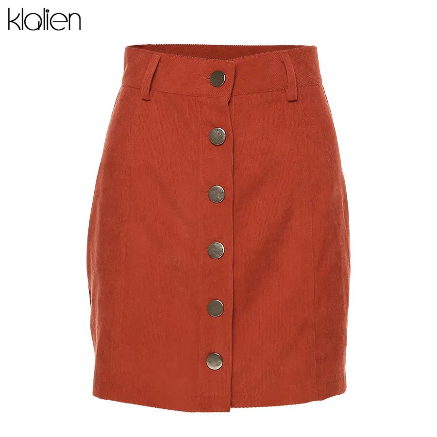 Klanien элегантная женская летняя юбка с высокой талией, однобортная однотонная тонкая А-маленькая юбка, новинка, модная мини-юбка