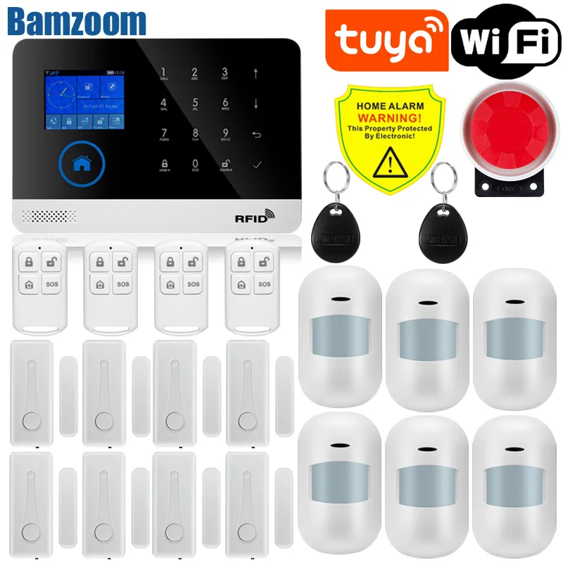 Tuya Wifi GSM Alarm System Wireless Detectors Alarm Smart Home APP Control English/Russian/Spanish/France/Italian ring alarm hub plus keypad Alarms & Sensors