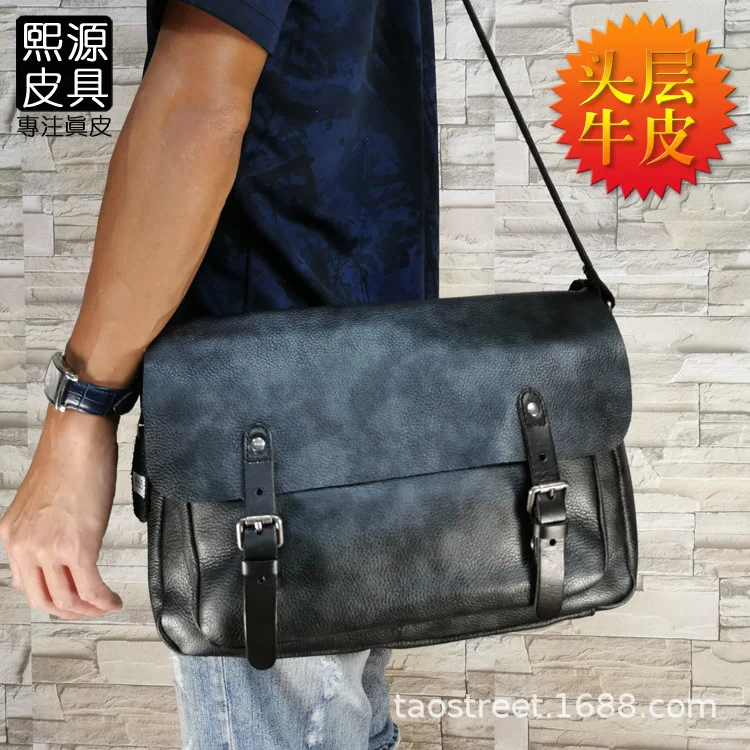 

2020 New Style Origional MEN'S Real-leather Bag Full-grain Leather Soft Leather Crossbody Bag Messenger Bag
