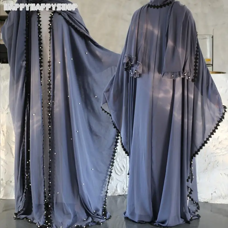 Hadudu Womens Muslim Arab Poncho Pure Color Oversized Kaftan Abaya