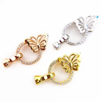 

Copper Clasps 18K Gold plated DIY Pearls Jewelry Fittings Fastener Connector Clasps For DIY Gems Pearls Necklace Bracelet Clasp