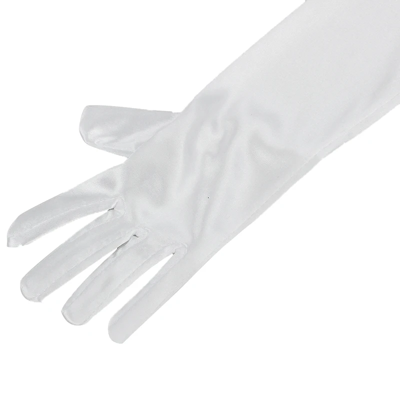 Pair Long White Satin Bow Tie Gloves for Children Weddings S