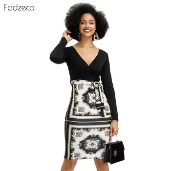

Fadzeco African Dresses Women Playsuits Dashiki 2019 Black V Collar Totem Floral Batik Printed Dress Long Sleeve Short Dresses
