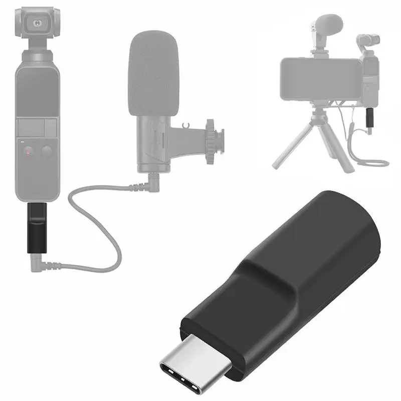 

USB-C to 3.5MM Microphone Adapter Mini Audio Adapter Connector Mic Converter for DJI Osmo Pocket Handheld Gimbal Accessorie