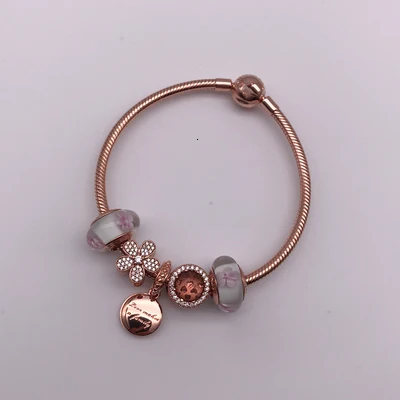 High Quality Store 1:1 925 Esterlina Silver Flower Accounts Gold Pulse Free Frequency Pink