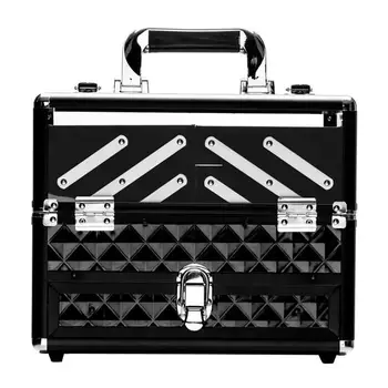 

ABS / Acrylic / Checkered Portable Cosmetic Case Aluminum Cosmetic Case Black ship from US drop shipping