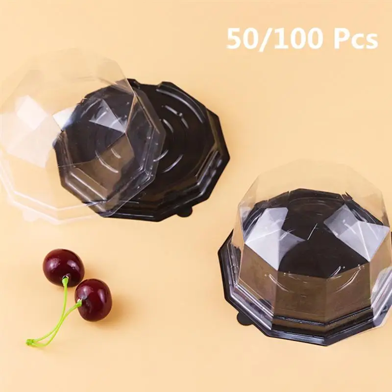 Прозрачные пластиковые маленькие пирожные 50/100 шт. паштеты коробки одноразовые
