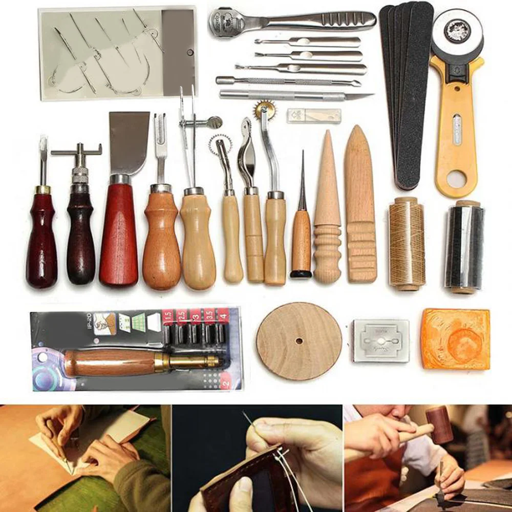 

Leather Working Tools Kit Set Sewing Craft Supplies Stitching Making Groover Set