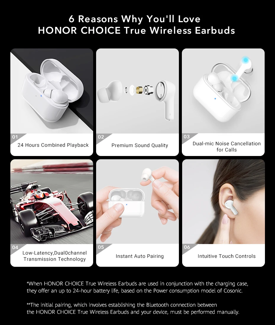 HONOR Choice True Wireless Earbuds X1 TWS Dual-microphone Noise Reduction Earphone In-Ear Detection Sport Headsets