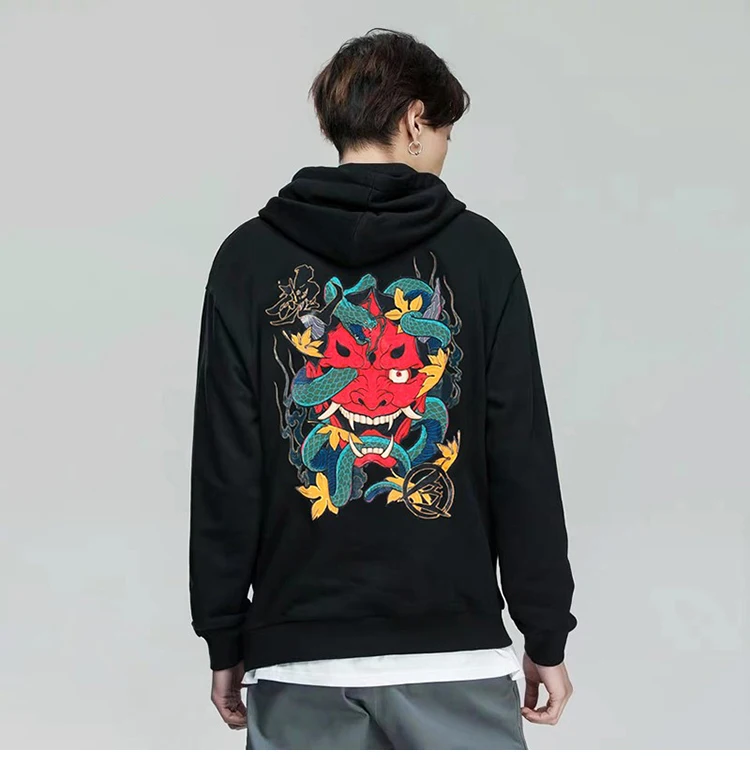 Masculino Cobra Fantasma Crânio Kanji Estampado Harajuku