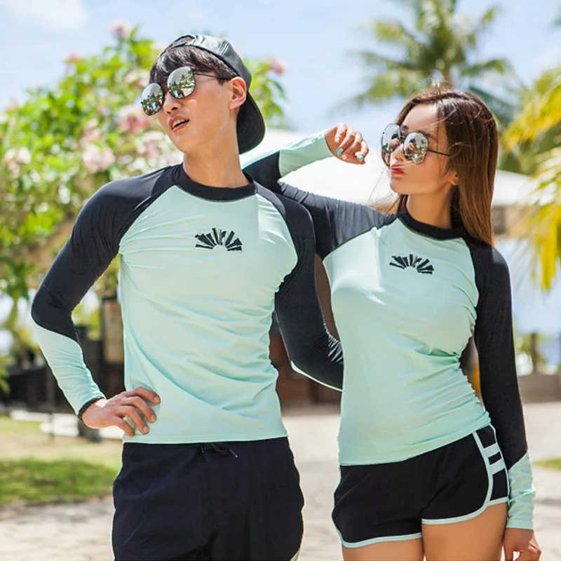 

COUPLE'S Swimsuit Women's Long-Sleeve Belly Covering Slimming Beach Diving Suit Men Surf Clothes Bubble Hot Spring Swimwear