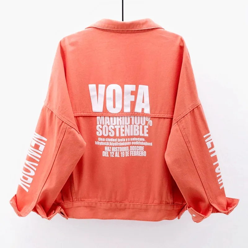 Short Denim jacket Women Korean Jeans coat of Loose Bf Letter Print 2020 New Spring autumn Female Outerwear |