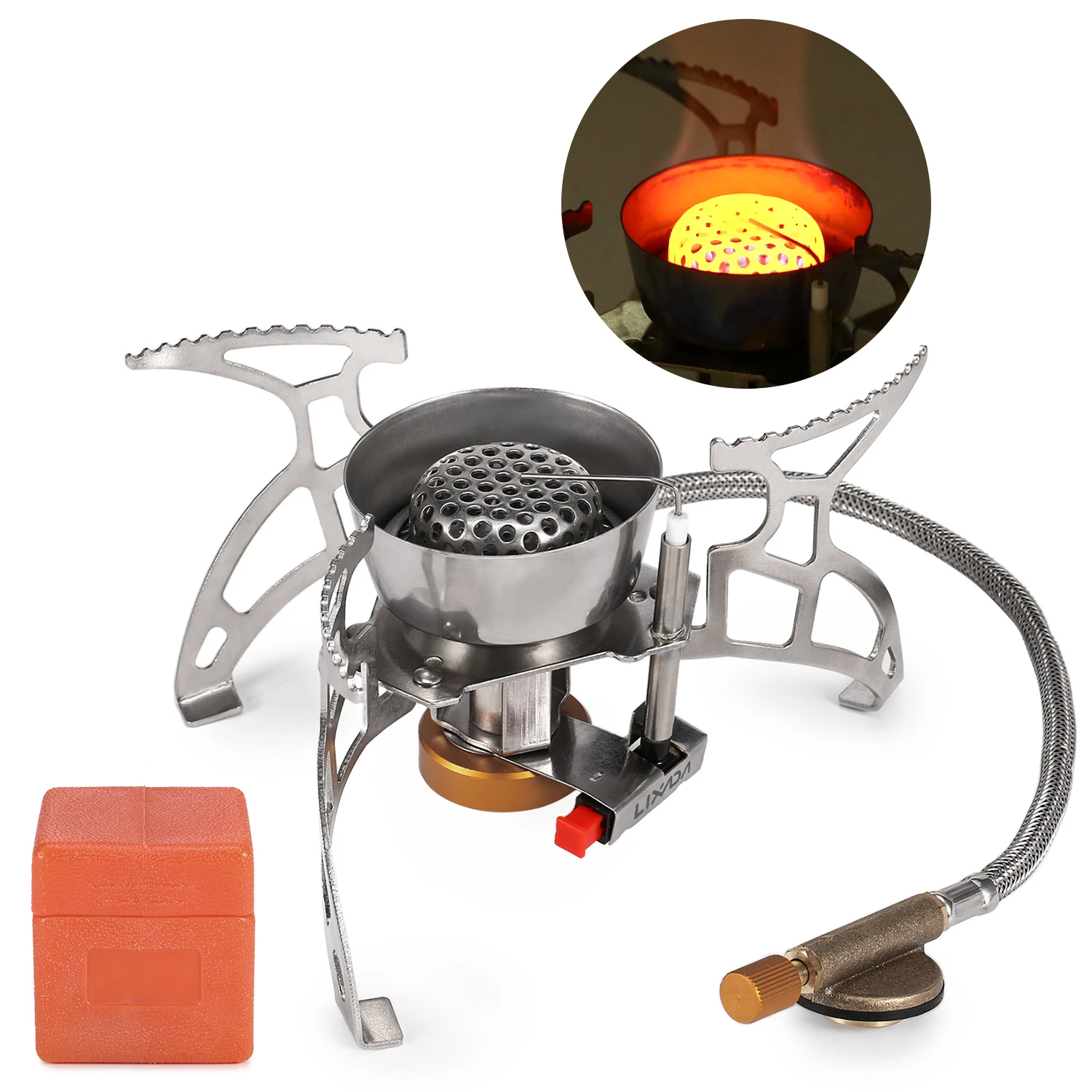 Outdoor 3500W Windproof Camping Cooking Hiking Backpack Folding Gas Mini Stove 
