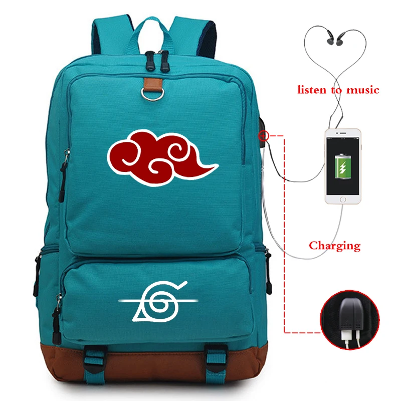 Унисекс Наруто печать usb зарядка Bookbag веселый рюкзак для мальчиков/девочек Студенческая Школьная Сумка подростковая повседневная большая сумка - Цвет: 807usb-ff-1122-9(5)