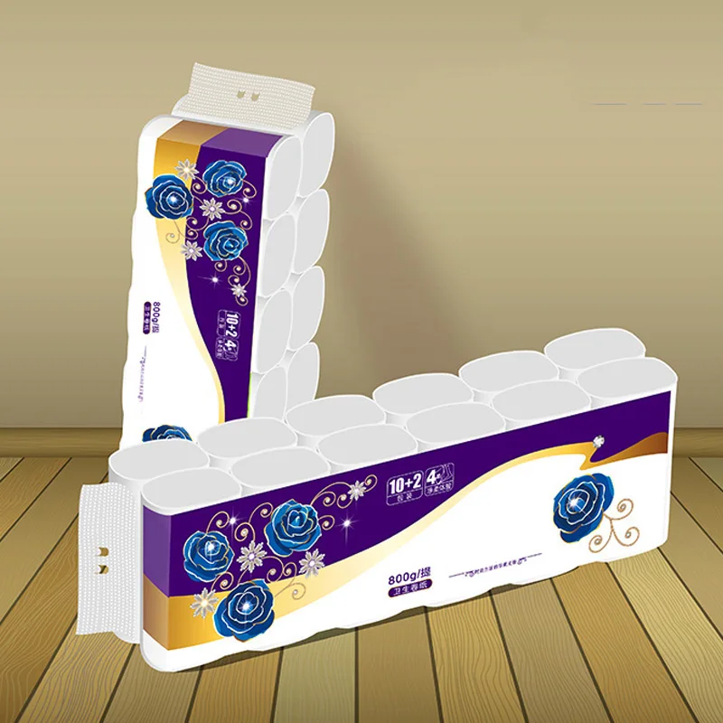 

12 Rolls Toilet Paper Tissue 4 Layer Thicken Soft Skin-Friendly for Bathroom Home New FS99