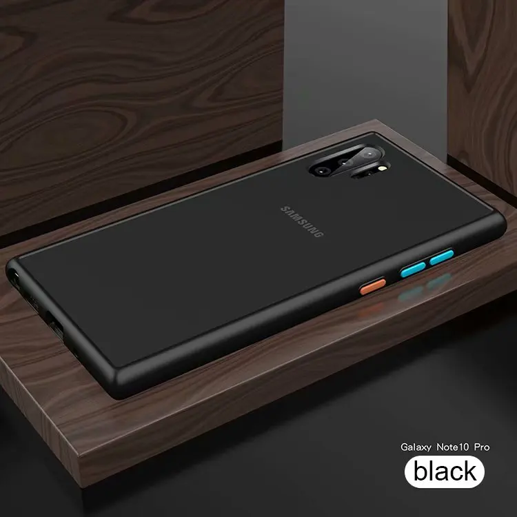 black Для samsung Galaxy Note 10 Чехол Жесткий ПК прозрачный тонкий матовый защитный чехол для samsung note 10 plus note10 pro - Цвет: black