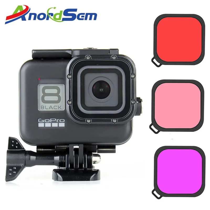 

60M Waterproof Housing Black Protective Case + Filters Kit for GoPro Hero 8 Black Camera Protective Underwater Diving Cover