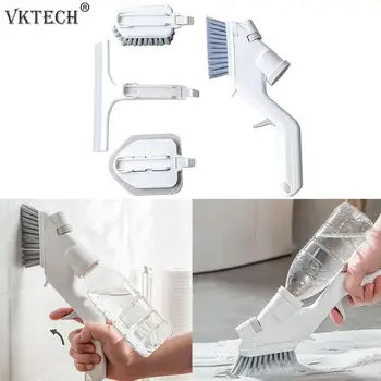 

4 in 1 Kitchen Spray Cleaning Brush Cooking Bench Cleaner Washing Wiper Removable Brush Head Window Glass Brush Cleaning Tools