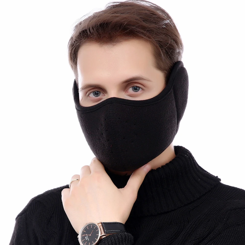 Men black Бархатная Мужская и женская защитная маска для ушей ветрозащитный наушник противопылевые зимние маски дышащие противодымчатые маски для лица для защиты от гриппа - Color: Men black