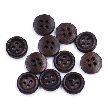 

Wooden Buttons 4 Holes For Scrapbooking Round Coffee Crafts DIY Clothing Sewing Handmade Jewelry DIY Accessories 12mm