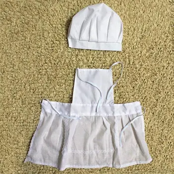 

Hot ! OUTAD Newborn Baby Photos Photography Prop 0~12 M Cotton Blended Hat Apron wholesale Chef White Cook Infant Costume