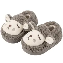 Inverno sapatos de bebê 1 9y pelúcia quente meninos meninas crianças chinelos bonito dos desenhos animados de ovelha chinelos de lã interior homewear crianças sapatos