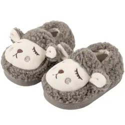 Winter Baby Shoes 1-9Y Plush Warm Boys Girls Kids Slippers Cute Cartoon Sheep Slippers Wool Indoor Homewear Children Shoes